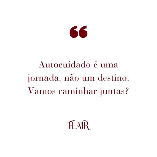 Autocuidado é uma jornada, cheia de descobertas e pequenas vitórias diárias. Não é sobre chegar a um destino final, mas sobre se valorizar em cada passo, celebrando quem você é hoje. ✨ E nessa caminhada, a Flair está ao seu lado, te lembrando que cada escolha reflete a sua transformação.

#Flair #Autocuidado